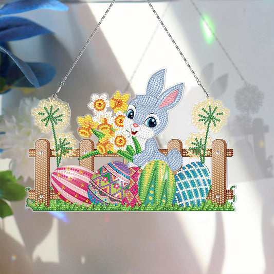 Easter Rabbit Egg Ornament DIY Crystal Pendants Handcraft Hanging Ornaments