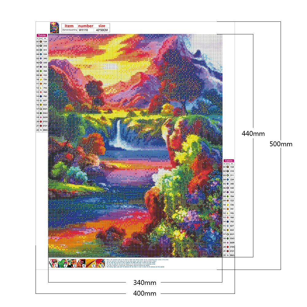 Mount River - Full Round Drill Diamond Painting 40*50CM