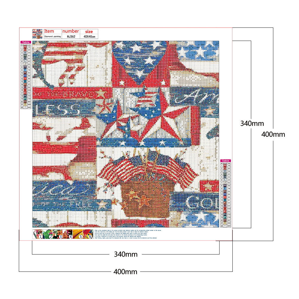 Flag Collage - Full Round Drill Diamond Painting 40*40CM