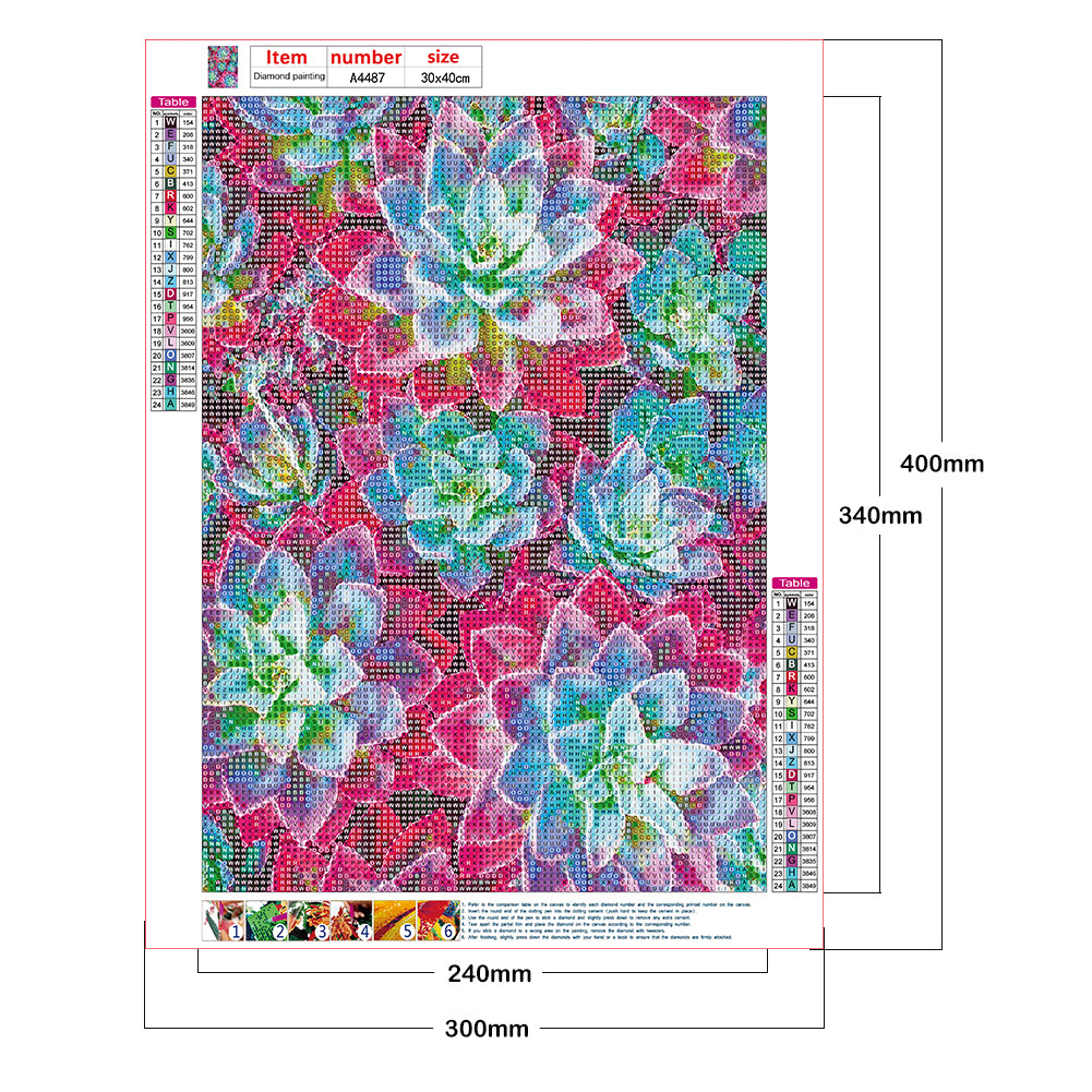 Color Succulents - Full Round Drill Diamond Painting 30*40CM