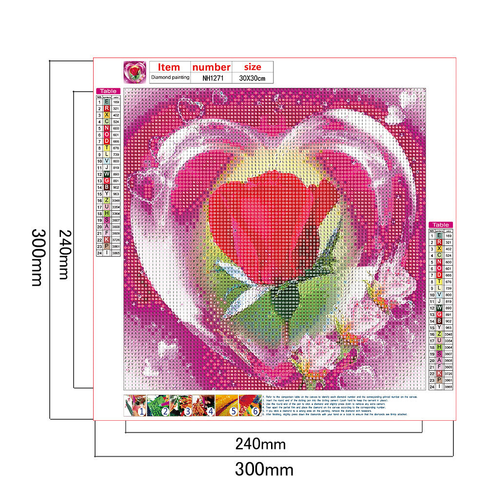 Heart Rose - Full Round Drill Diamond Painting 30*30CM