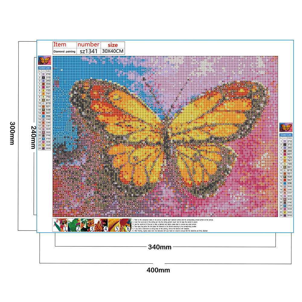 Color Butterfly - Full Square Drill Diamond Painting 40*30CM