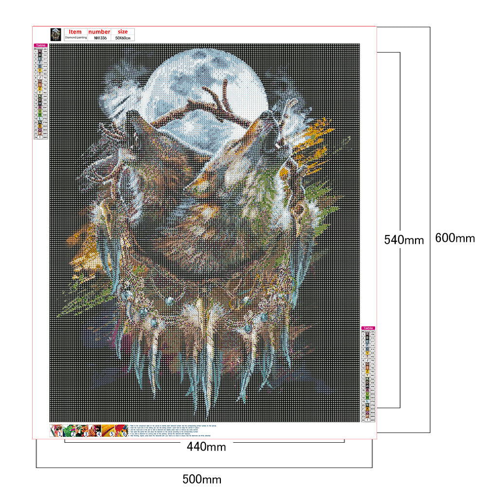 Native Wolf - Full Round Drill Diamond Painting 50*60CM
