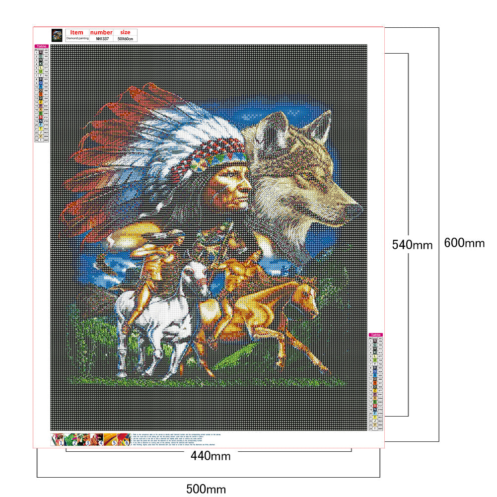 Native Wolf - Full Round Drill Diamond Painting 50*60CM