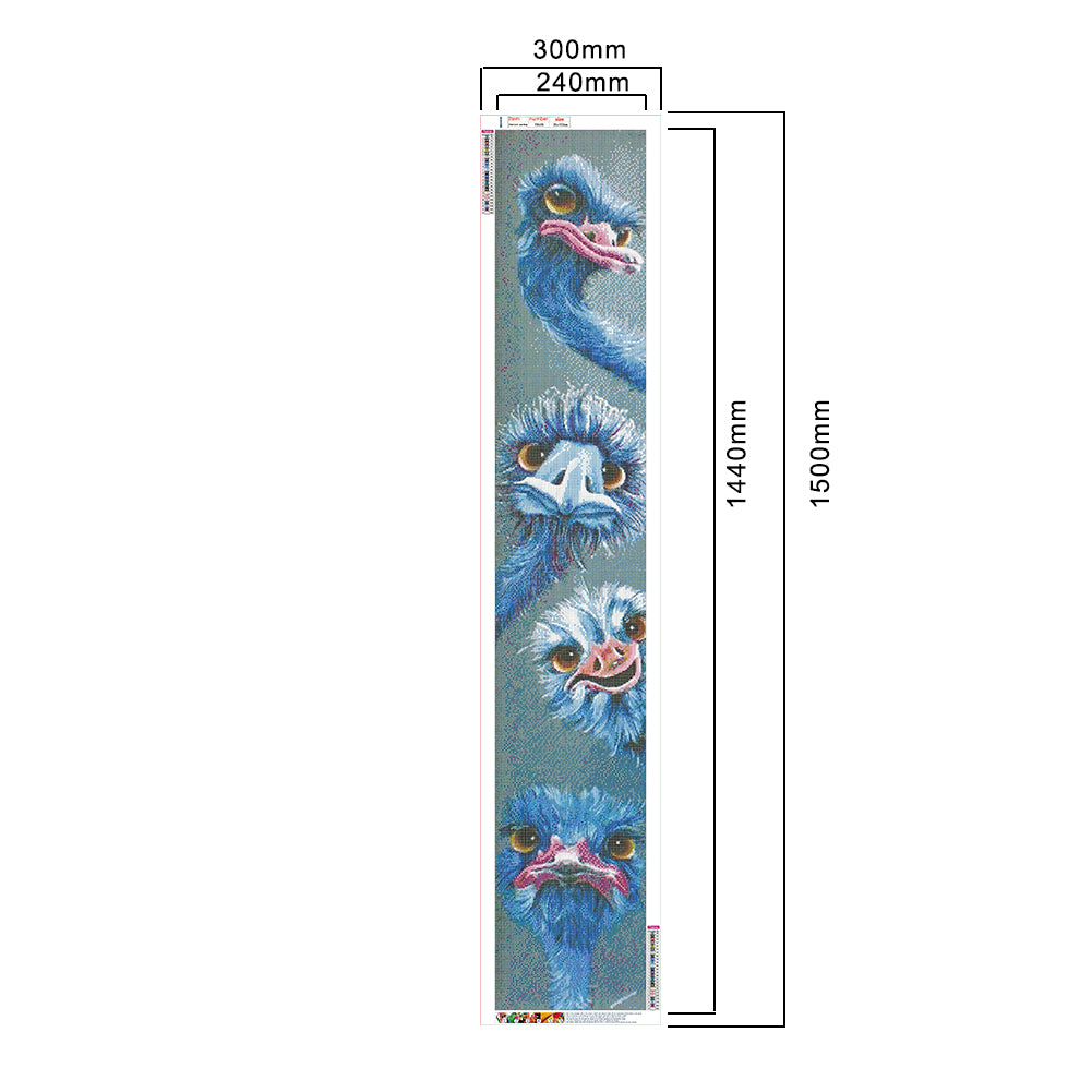 Blue Ostrich - Full Round Drill Diamond Painting 30*150CM
