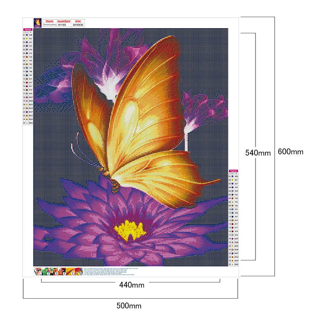 Orange Butterfly - Full Round Drill Diamond Painting 50*60CM