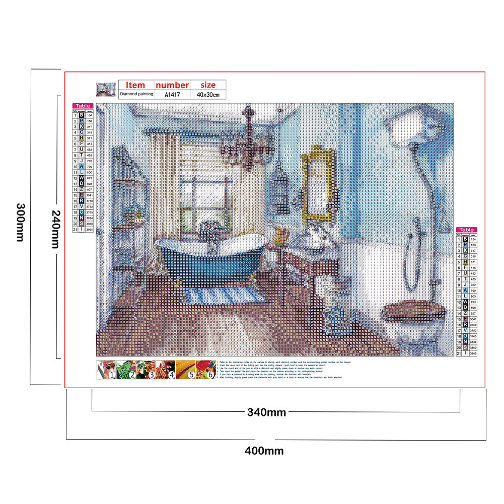 Bathroom View - Full Round Drill Diamond Painting 30*40CM