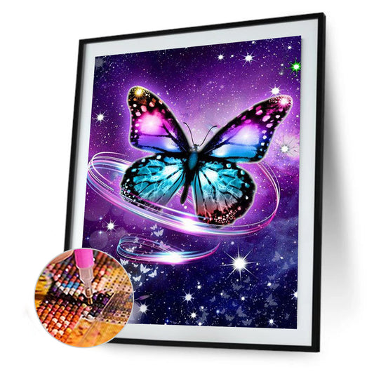 Butterfly Flowers - Full Round Drill Diamond Painting 30*40CM