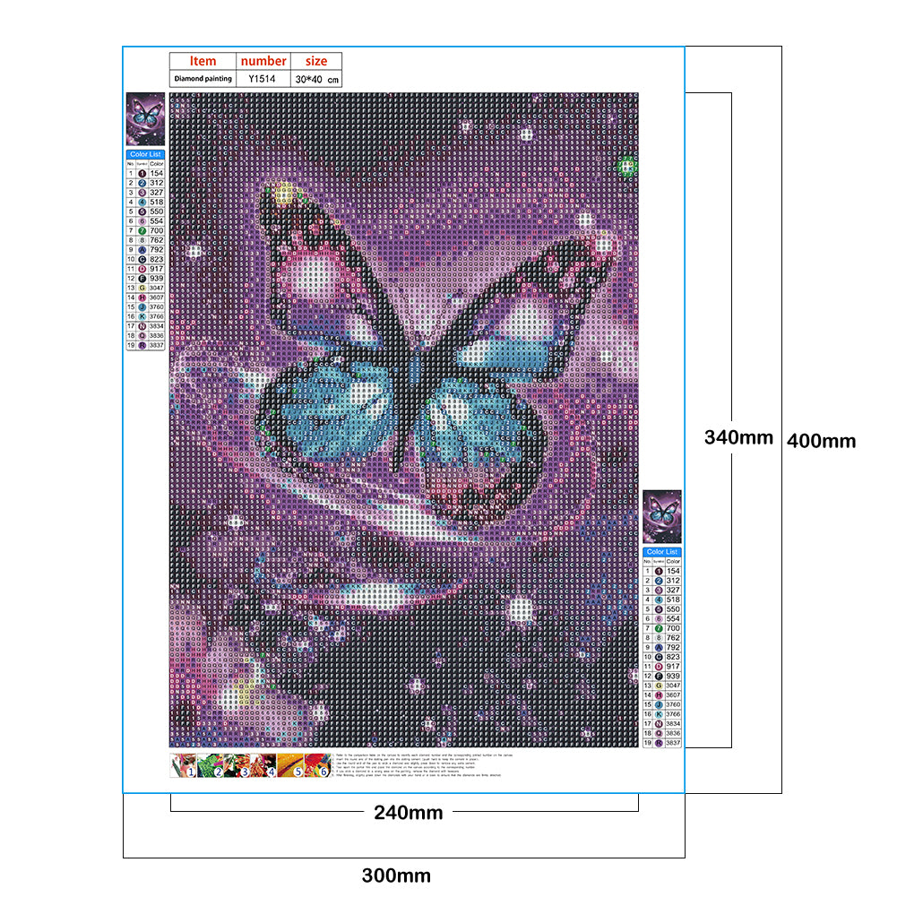 Butterfly Flowers - Full Round Drill Diamond Painting 30*40CM
