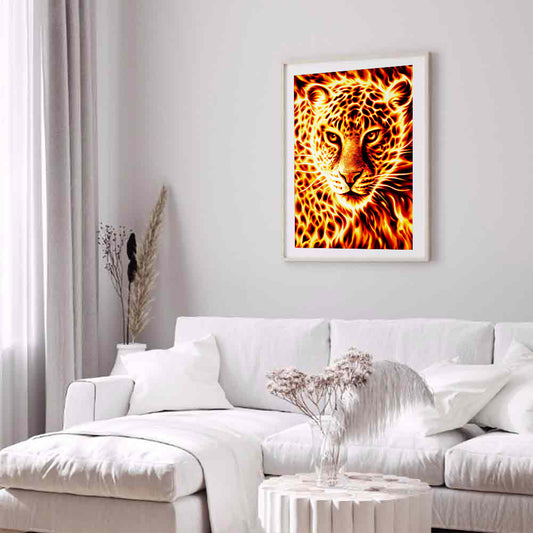 Flame Leopard - Full Round Drill Diamond Painting 50*60CM