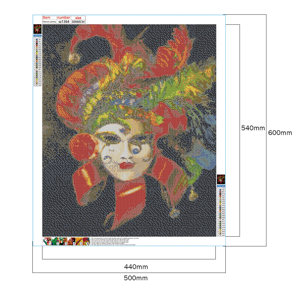 Mask Woman - Full Square Drill Diamond Painting 50*60CM
