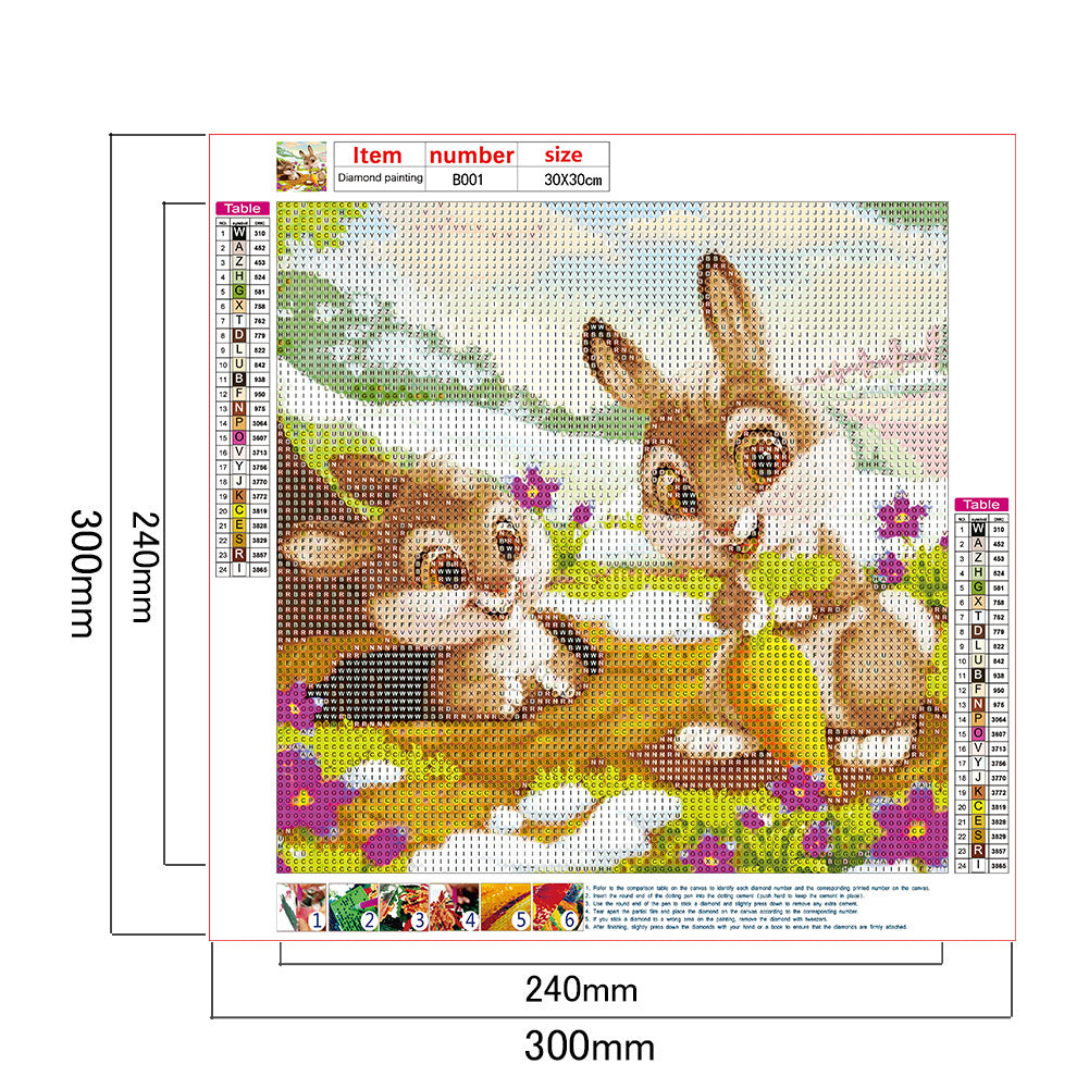 Rabbit - Full Round Drill Diamond Painting 30*30CM
