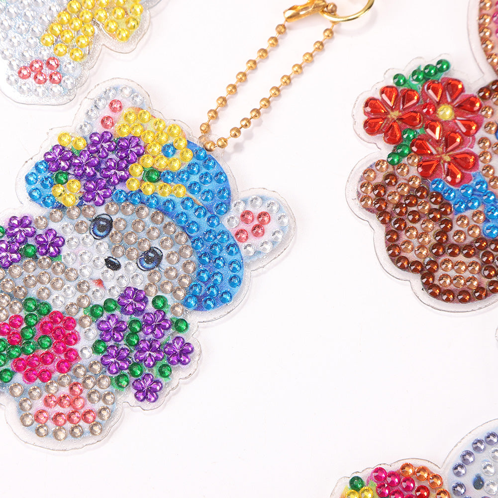 5pcs/set DIY Easter Egg Diamond Painting Keychain Crystal Drill Keyring