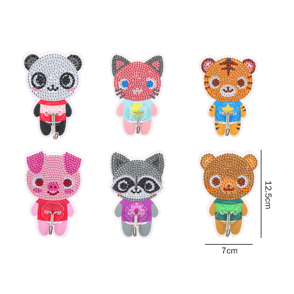 6pcs DIY Diamond Painting Hooks Crystal Drill Strong Adhesive Wall Hangers