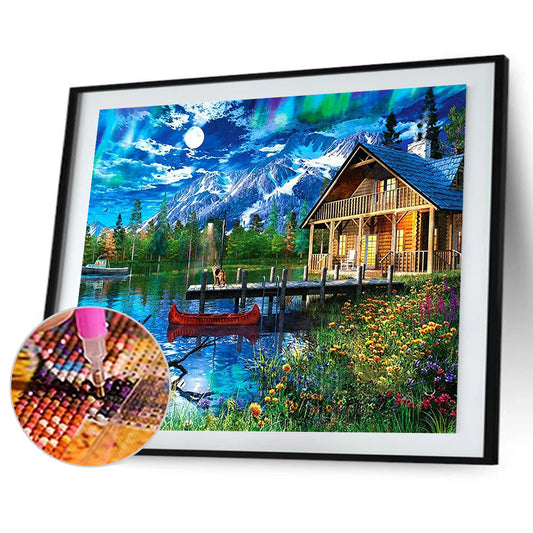 Riverside House - Full Round Drill Diamond Painting 40*30CM