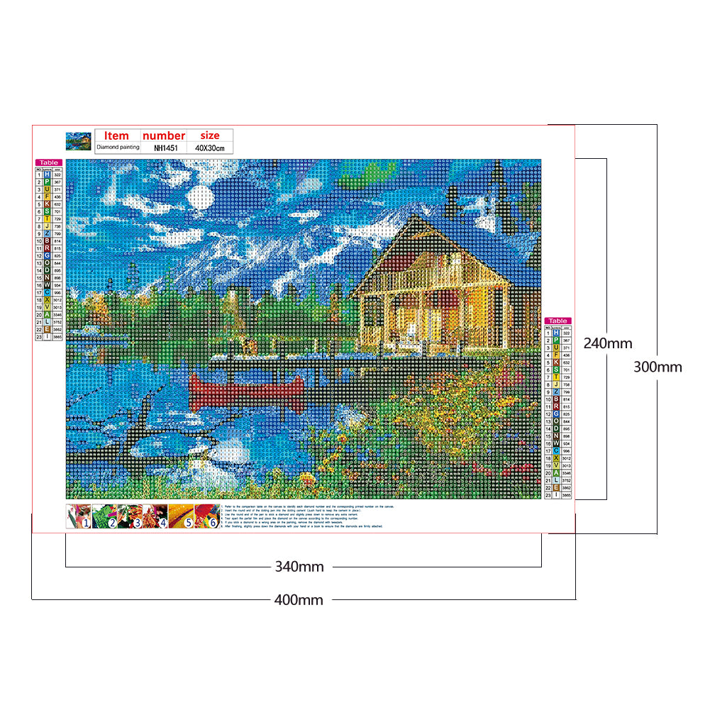 Riverside House - Full Round Drill Diamond Painting 40*30CM