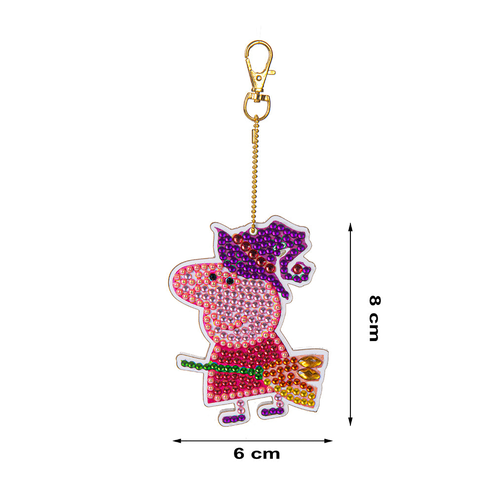 Cartoon Diamond Painting Keychain DIY Pat Luminous Key Ring Lighted Pendant