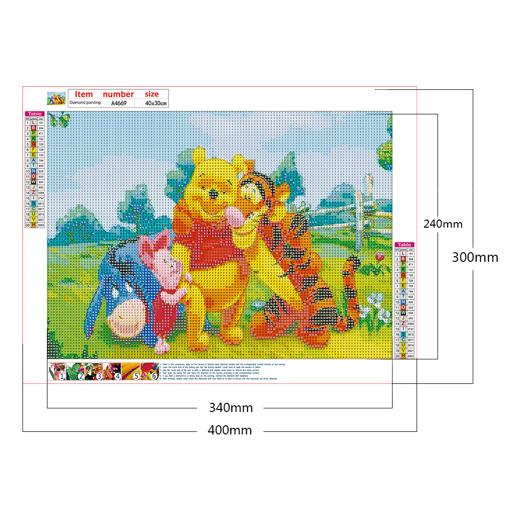 Pooh Family - Full Round Drill Diamond Painting 40*30CM