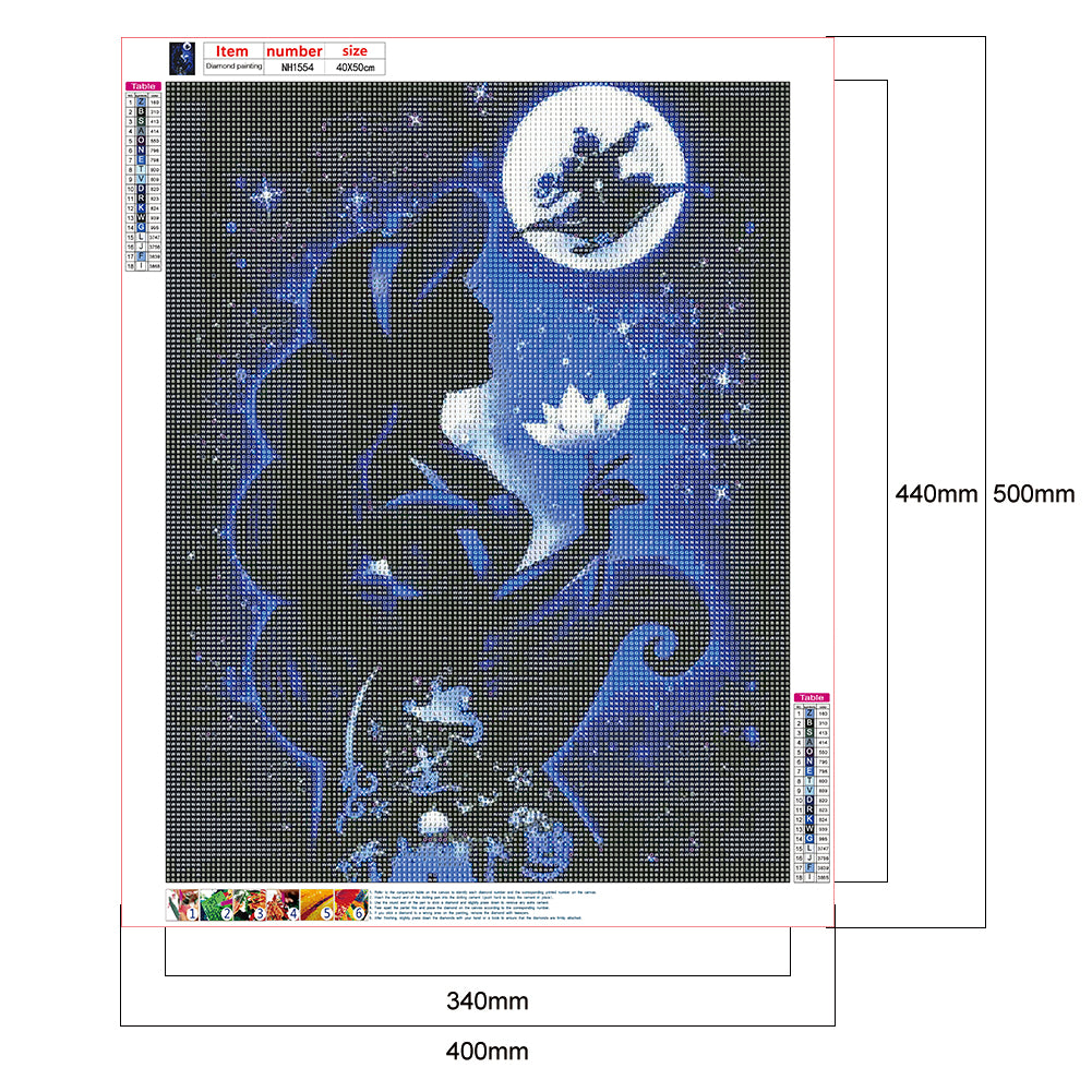 Silhouette Disney Princess - Full Round Drill Diamond Painting 40*50CM