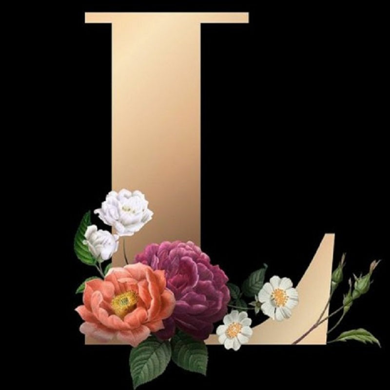 Flower Letter L - Full Round Drill Diamond Painting 40*40CM