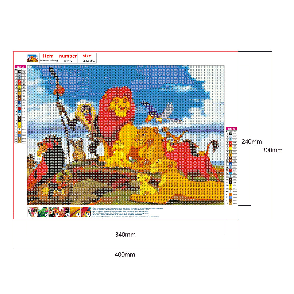 Lion King Animation - Full Round Drill Diamond Painting 40*30CM