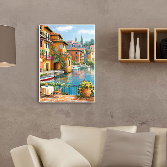 Small Town Scenery - Full Round Drill Diamond Painting 30*40CM