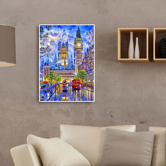 Small Town Scenery - Full Round Drill Diamond Painting 30*40CM