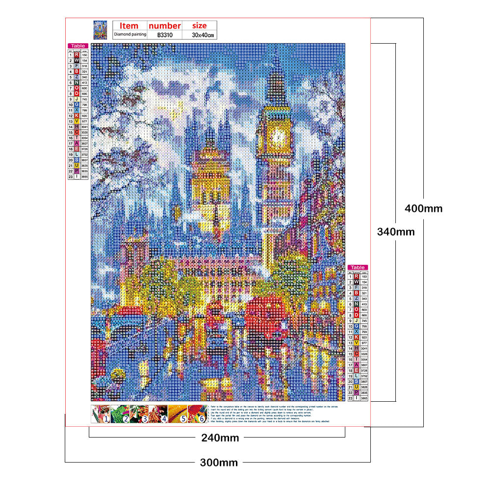 Small Town Scenery - Full Round Drill Diamond Painting 30*40CM