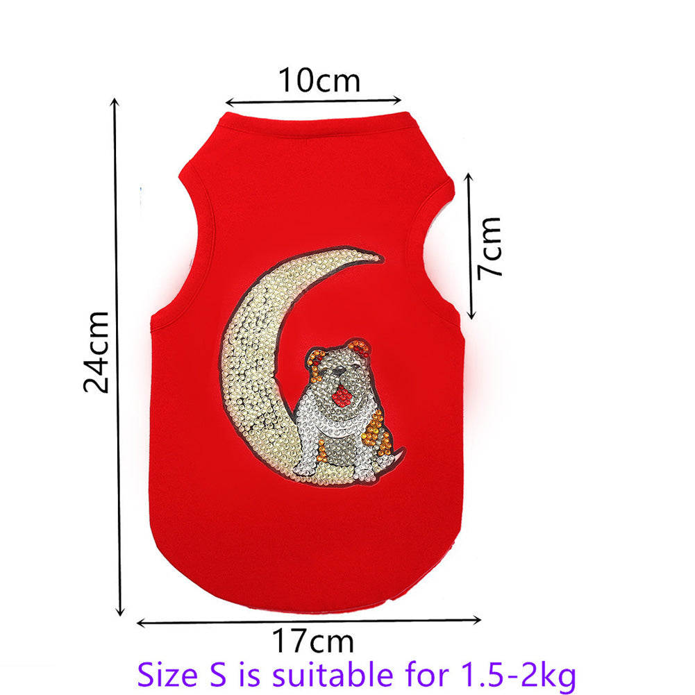 5D Diamond Painting DIY Pet Clothes Moon Dog Sleeveless T-Shirts Pullovers