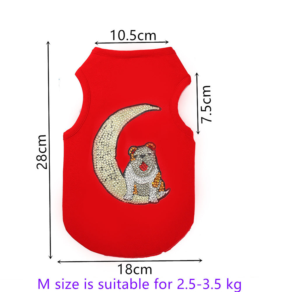 5D Diamond Painting DIY Pet Clothes Moon Dog Sleeveless T-Shirts Pullovers