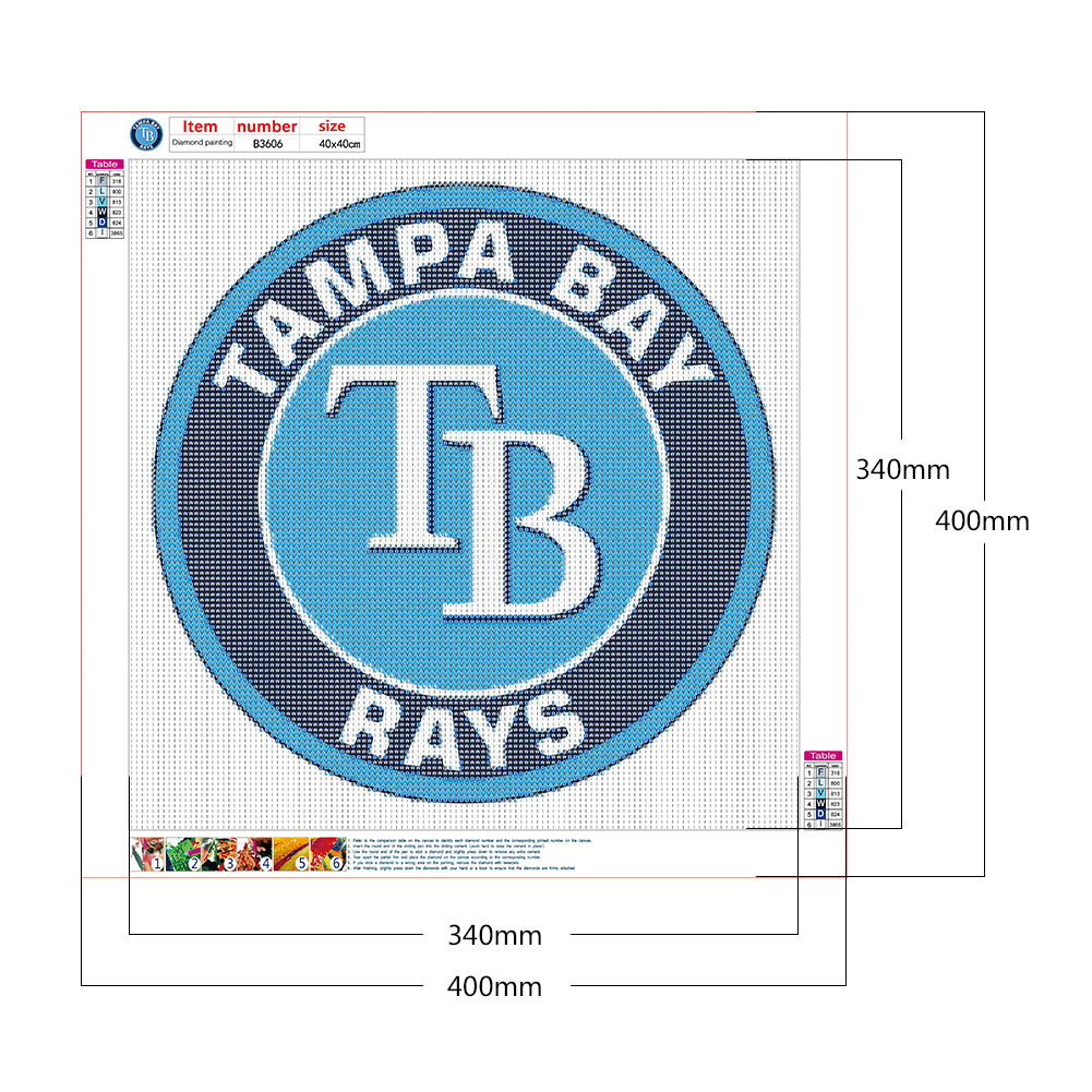 Tampa Bay Rays Logo - Full Round Drill Diamond Painting 40*40CM