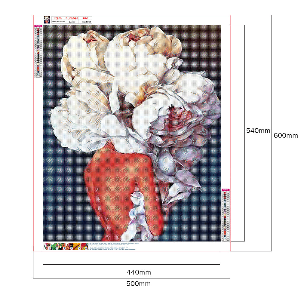Flower And Girl - Full Round Drill Diamond Painting 50*60CM