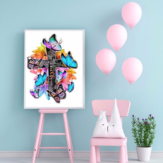 Butterfly And Cross - 11CT Stamped Cross Stitch 40*50CM