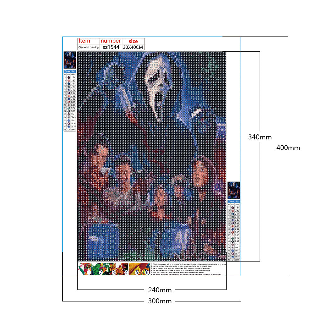 Horror Movie - Full Round Drill Diamond Painting 30*40CM