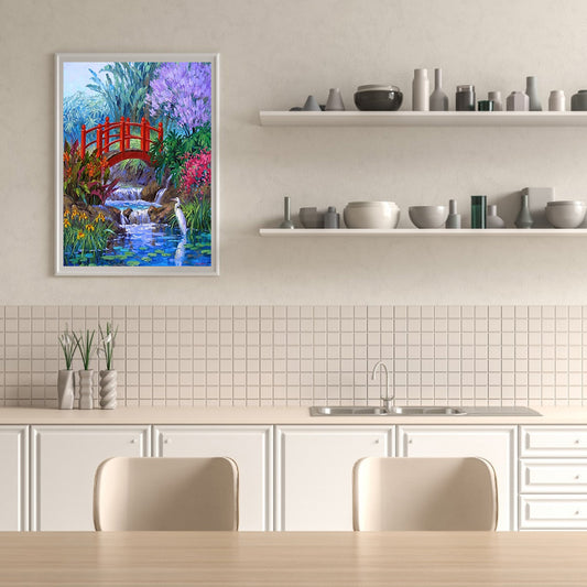 Small Bridge Flowing Water - 11CT Stamped Cross Stitch 40*50CM