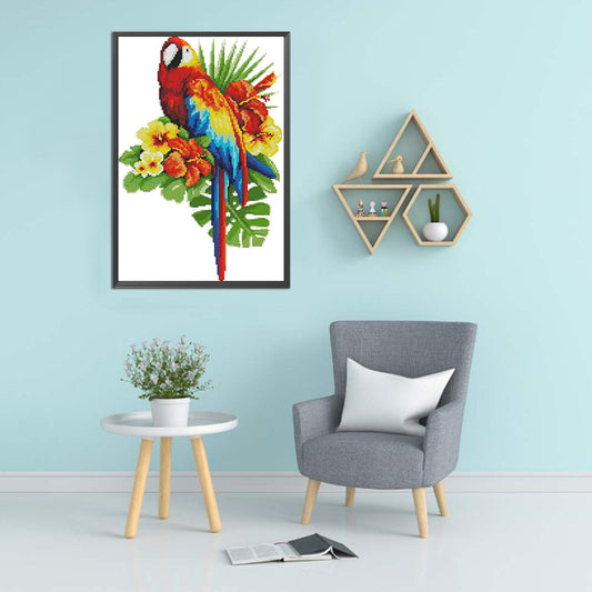 Parrot In Flower - 14CT Counted Cross Stitch 28*43CM
