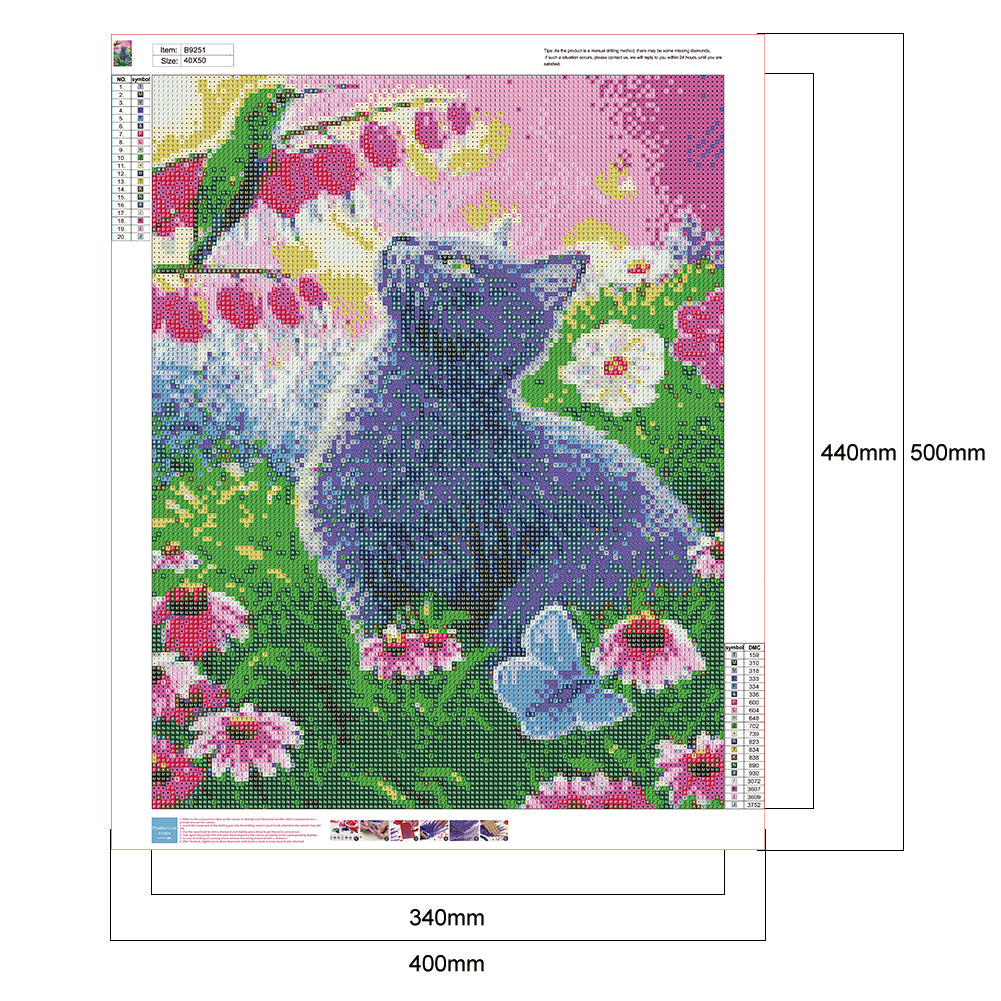Cat In Flower - Full Round Drill Diamond Painting 40*50CM