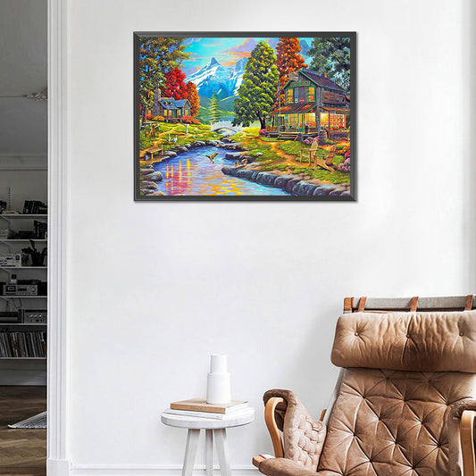 River Hut - Full Round Drill Diamond Painting 60*50CM