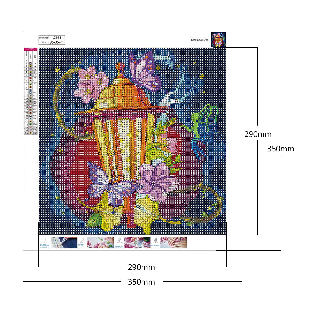 Butterfly Lantern - Full Round Drill Diamond Painting 35*35CM