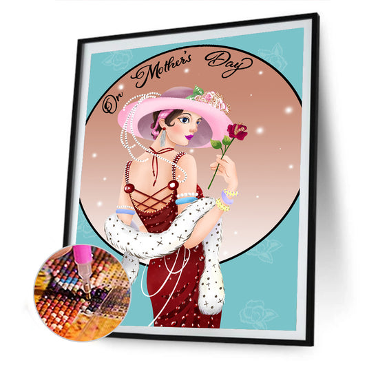 Mother'S Day Lady - Full Round Drill Diamond Painting 30*40CM