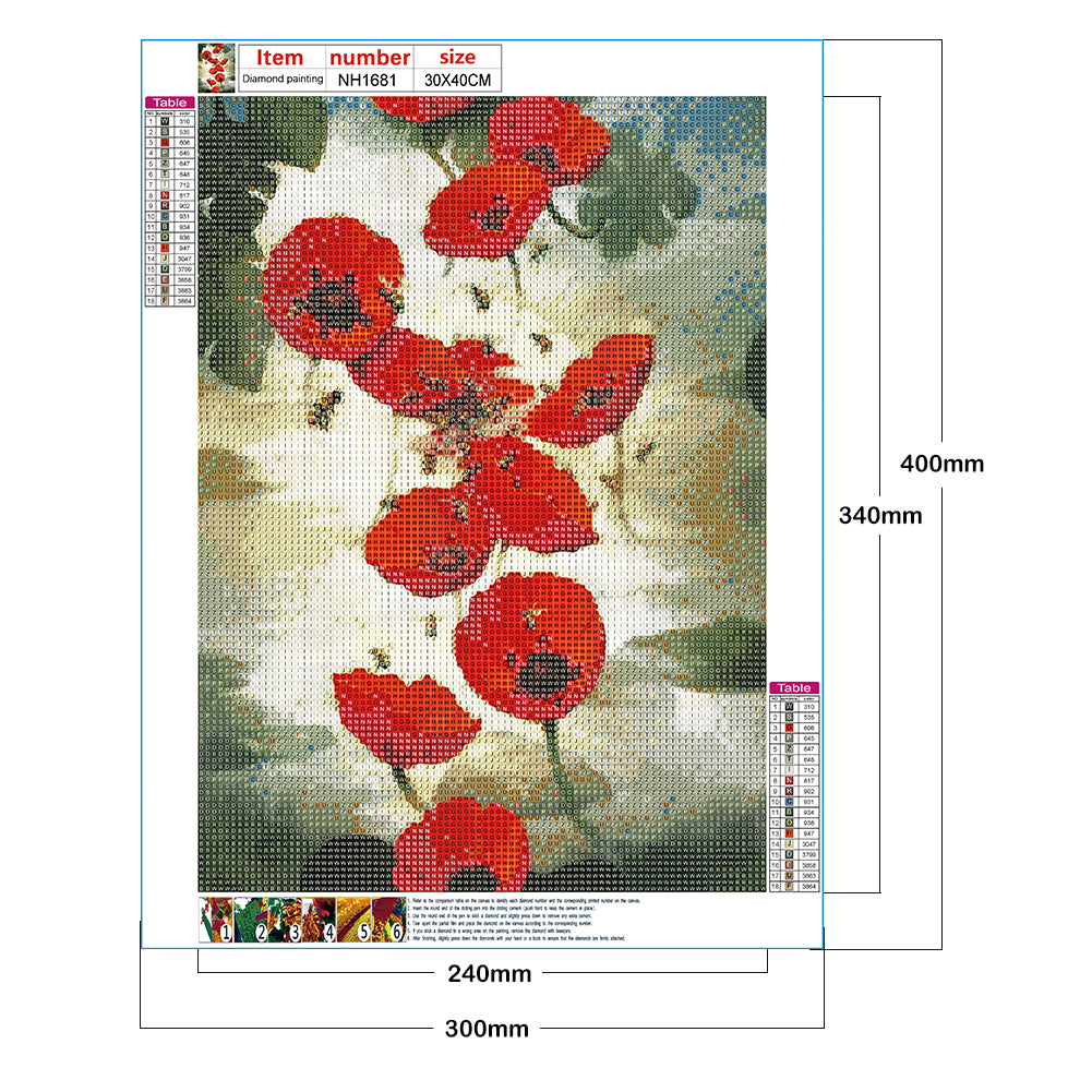 Ink Safflower - Full Round Drill Diamond Painting 30*40CM