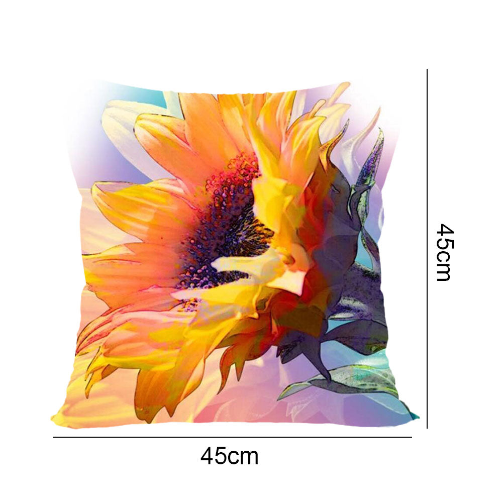 Cross Stitch Pillow Case 11CT Sunflower Stamped DIY Pillow Cover for Sofa