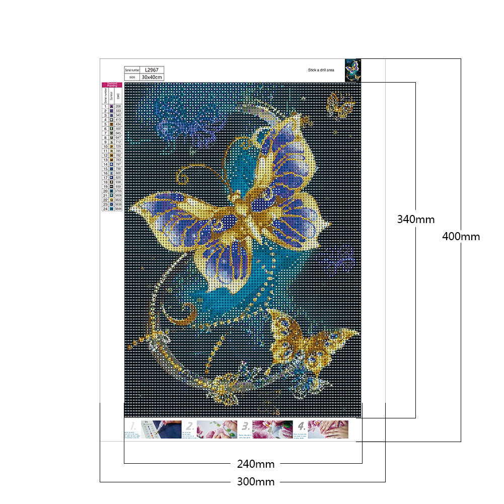 Butterfly - Full Round Drill Diamond Painting 30*40CM