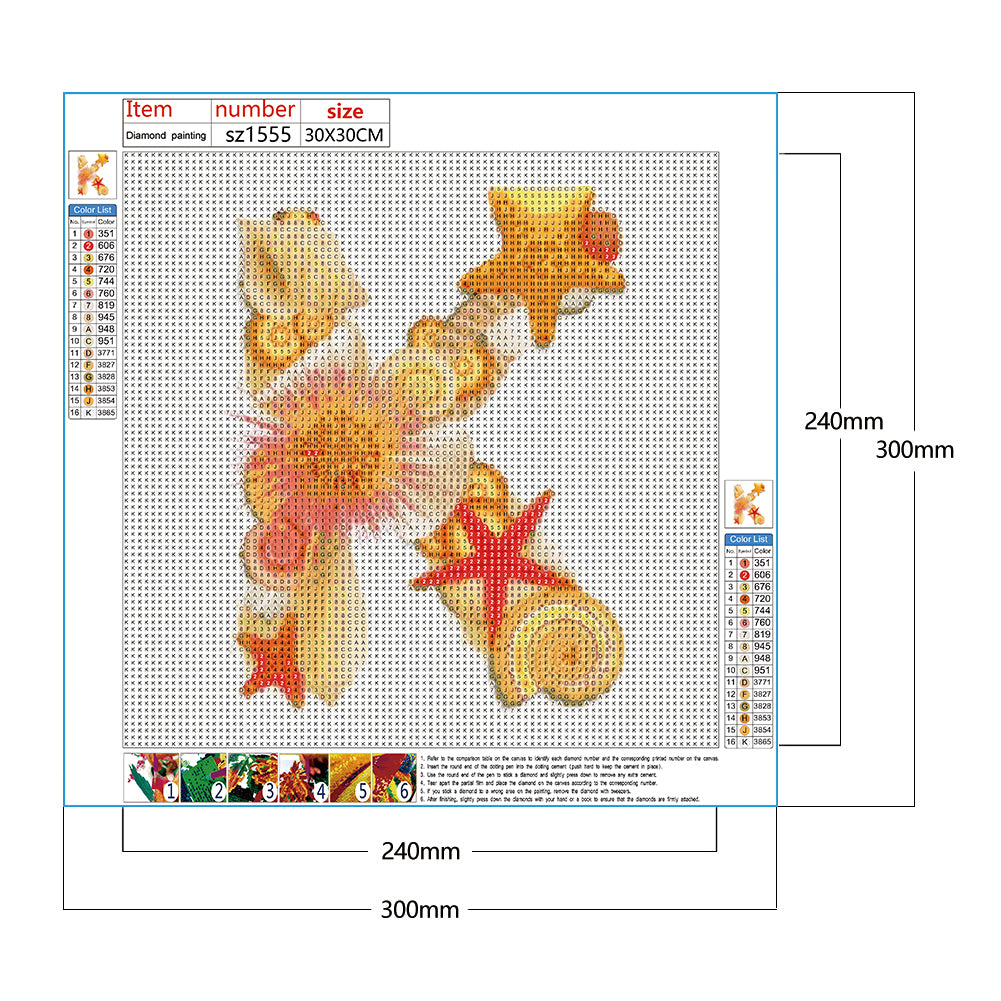 Letter K - Full Round Drill Diamond Painting 30*30CM