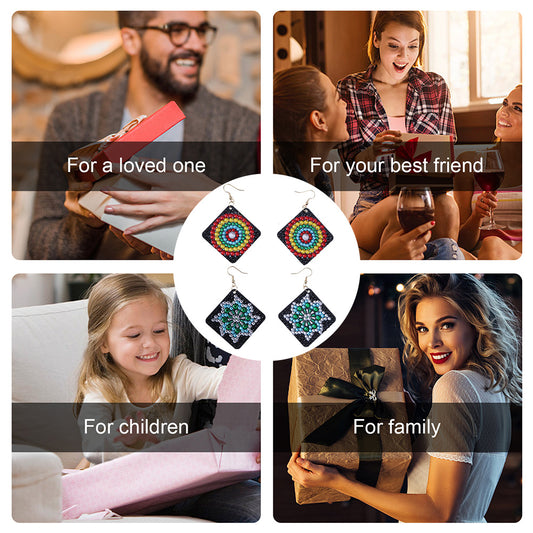 5D DIY Diamond Painting Earrings Kit Double-sided Drill Drop Earrings Gifts