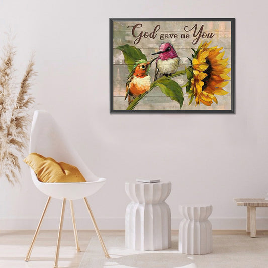 Sunflower And Bird - Full Round Drill Diamond Painting 40*30CM