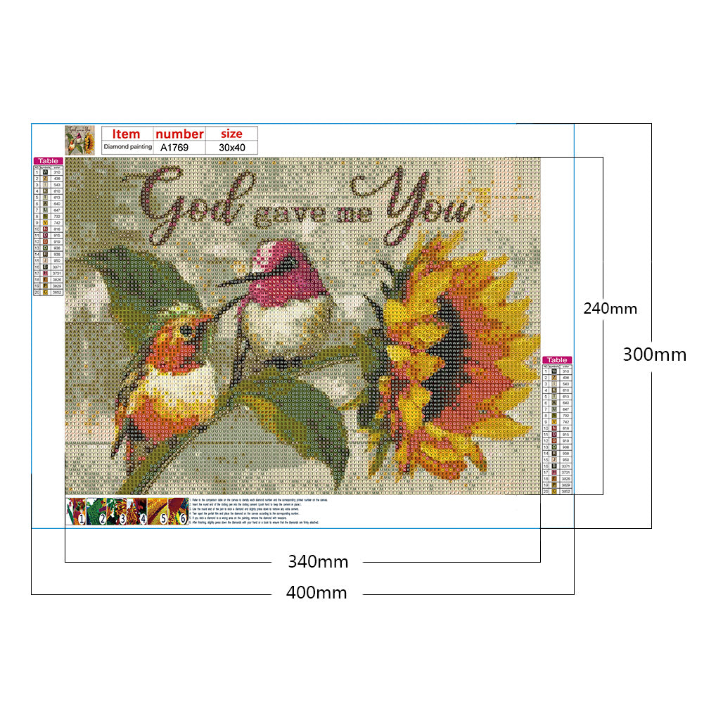 Sunflower And Bird - Full Round Drill Diamond Painting 40*30CM