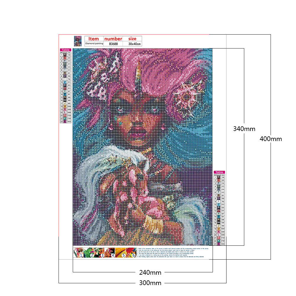 Heavy Makeup Woman - Full Round Drill Diamond Painting 30*40CM