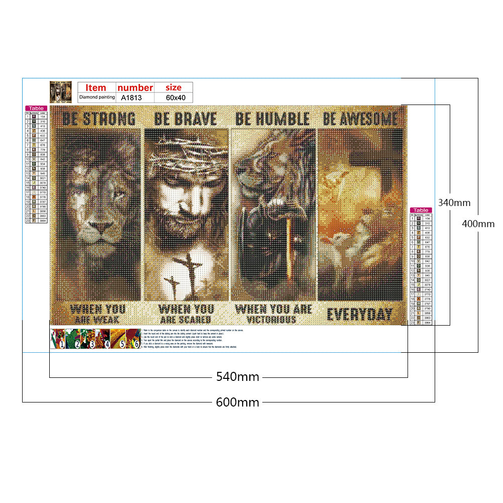 Lion Wood Painting - Full Round Drill Diamond Painting 60*40CM