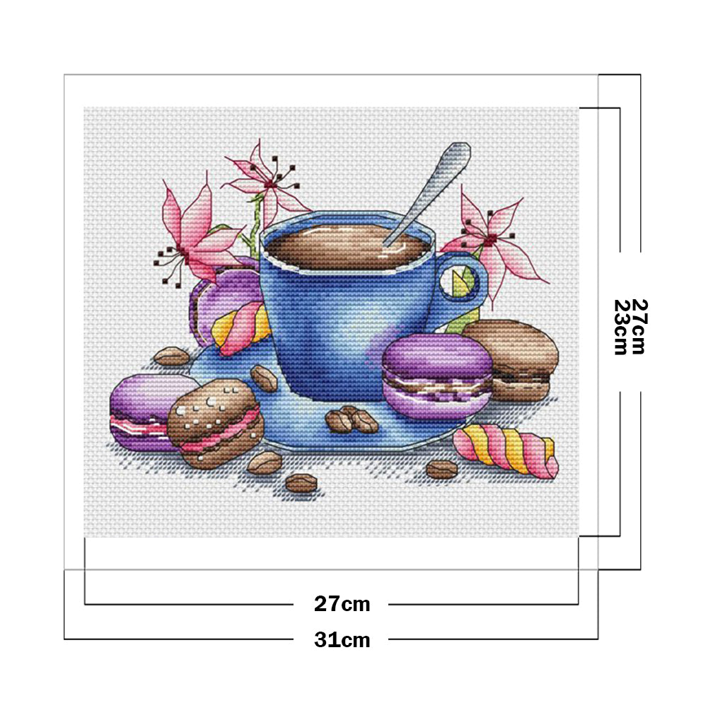 Coffee Cup Afternoon Tea - 11CT Stamped Cross Stitch 31*27CM